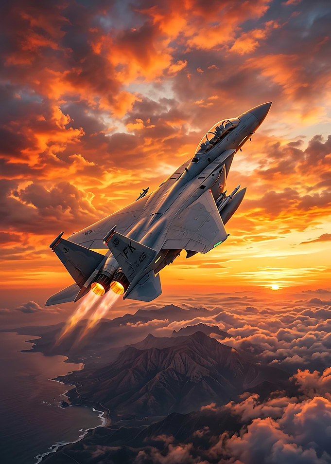 F-15 Eagle Jet at Sunset