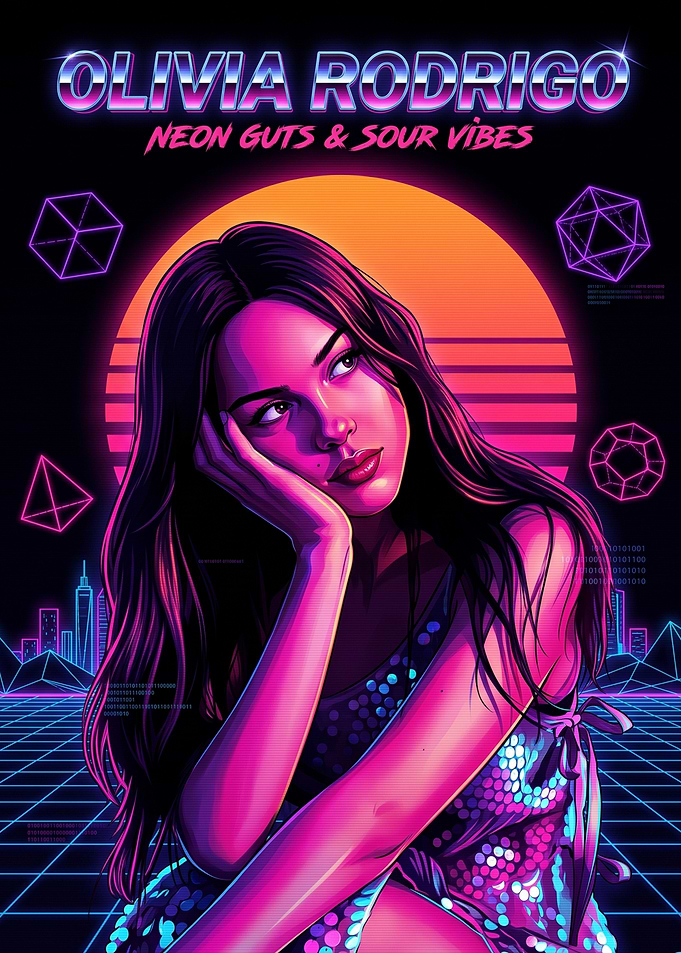 Olivia Rodrigo Retro Synthwave Poster