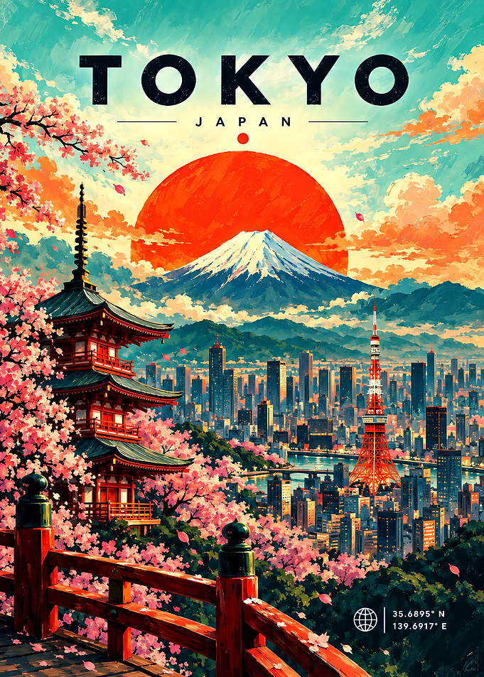 Tokyo Japan Travel Poster Art