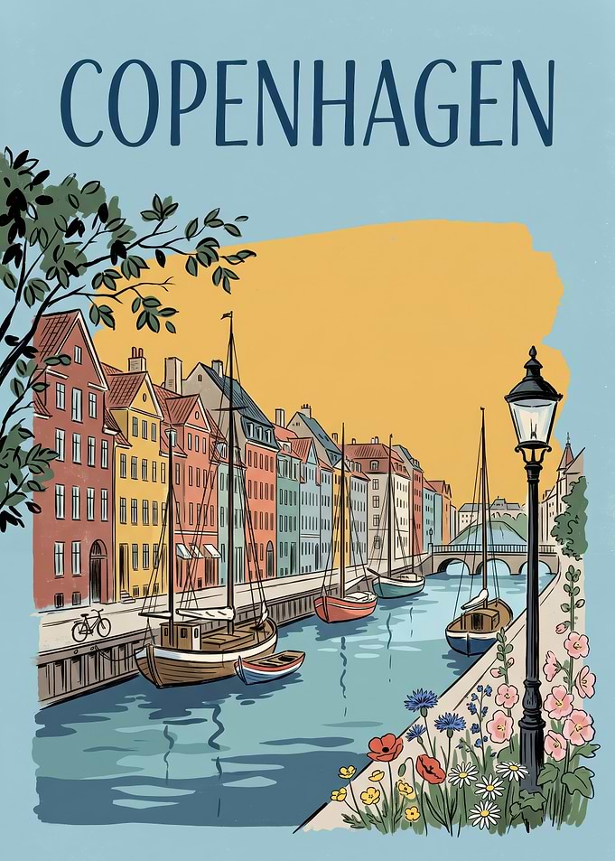Copenhagen Nyhavn Travel Poster