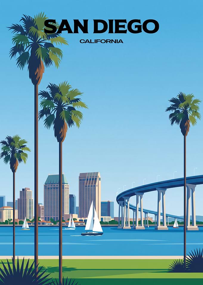 San Diego California Travel Poster
