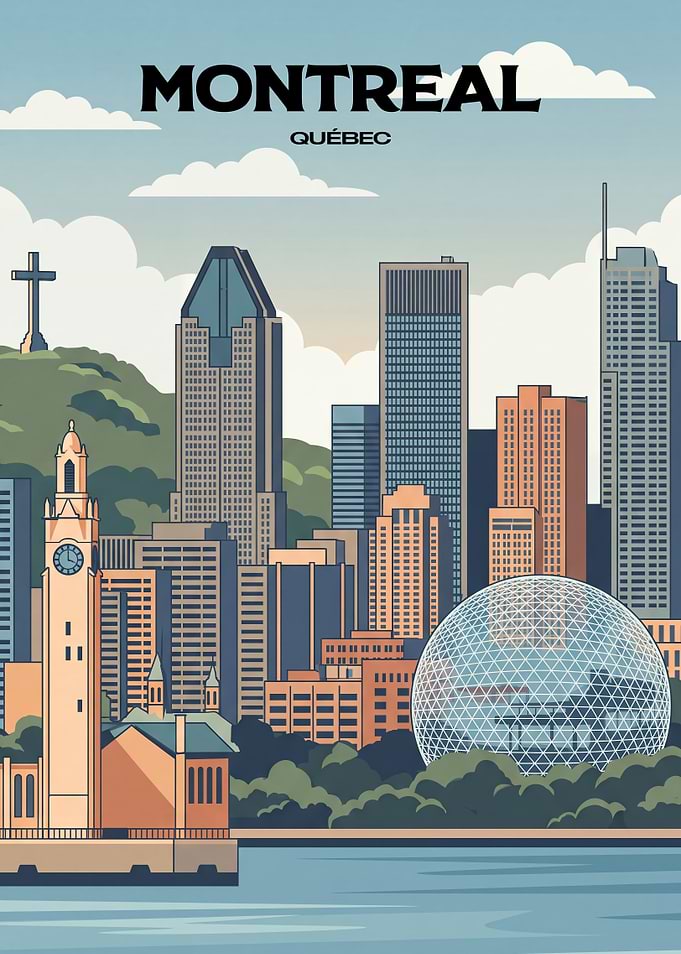 Montreal Quebec Cityscape Travel Poster