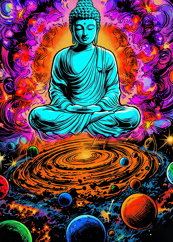 Psychedelic Cosmic Buddha Meditation Art