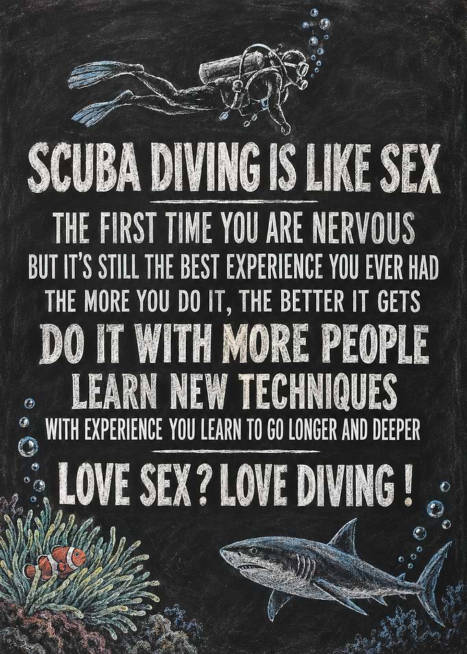 Funny Scuba Diving Chalkboard Poster