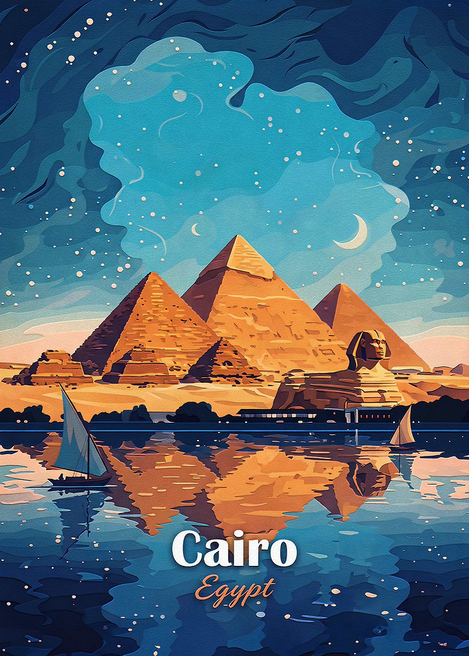 Cairo Egypt Pyramids Travel Poster