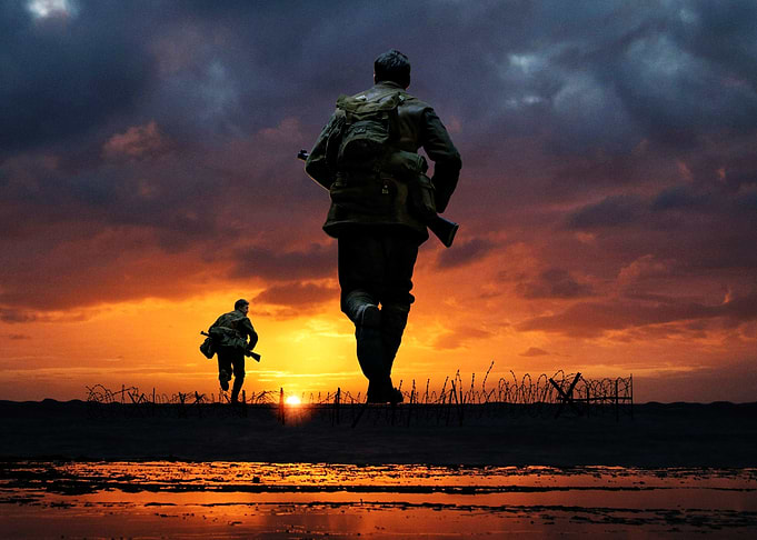 Soldiers Running at Sunset