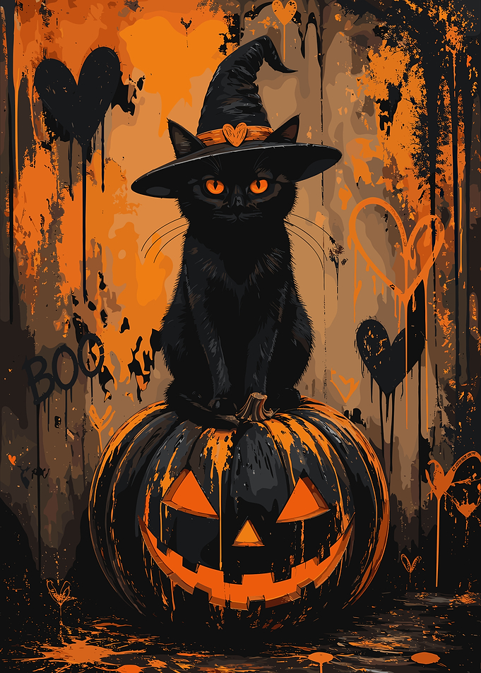 Black halloween cat