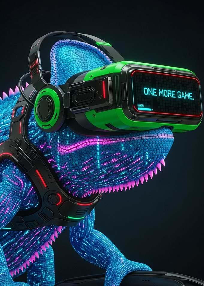 Cyberpunk Gamer Chameleon in VR