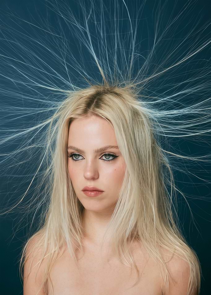 Renee Rapp with Static Electricity Hair