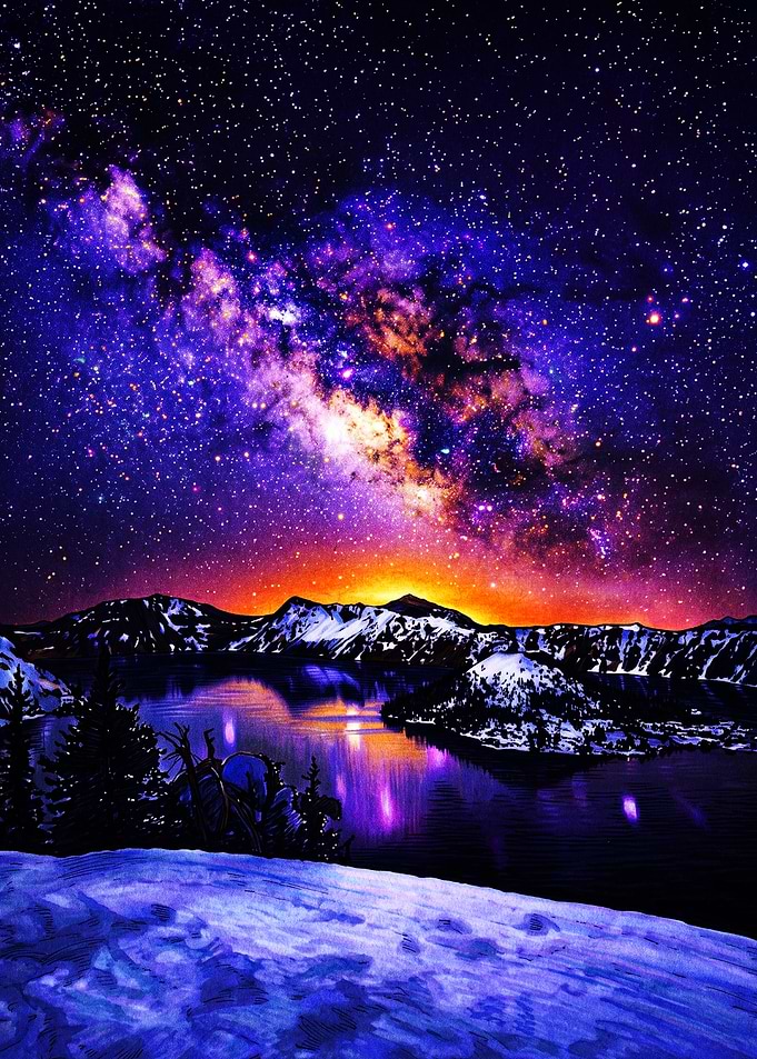 Vibrant Milky Way Over Crater Lake