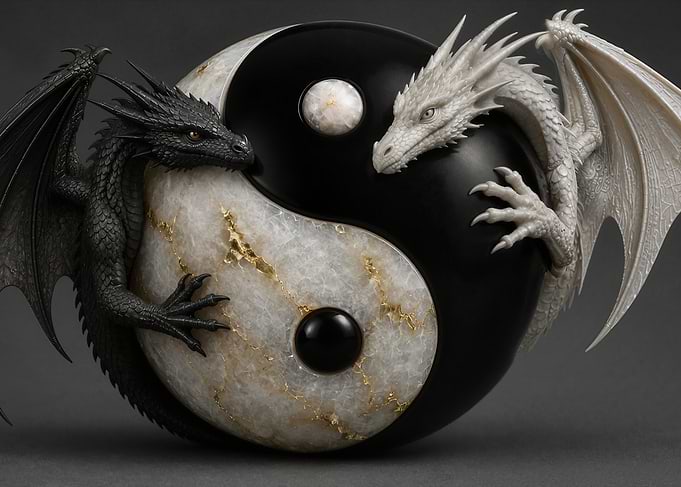 Yin Yang Dragon Sculpture