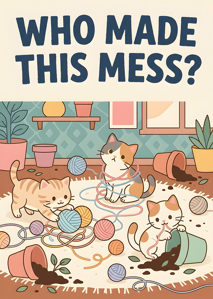 Who Made This Mess? Cute Kittens