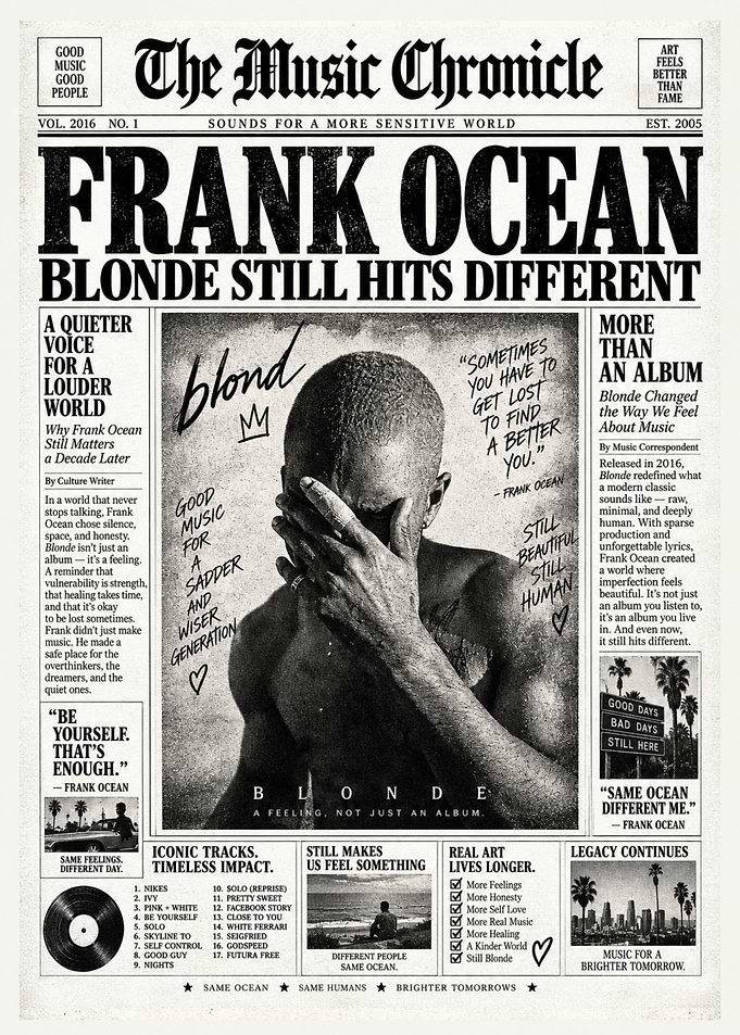 Frank Ocean Blonde Newspaper Poster