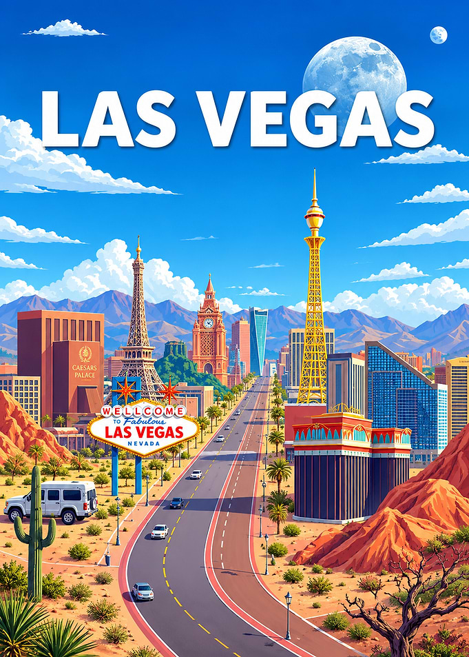 Las Vegas Desert Cityscape Poster