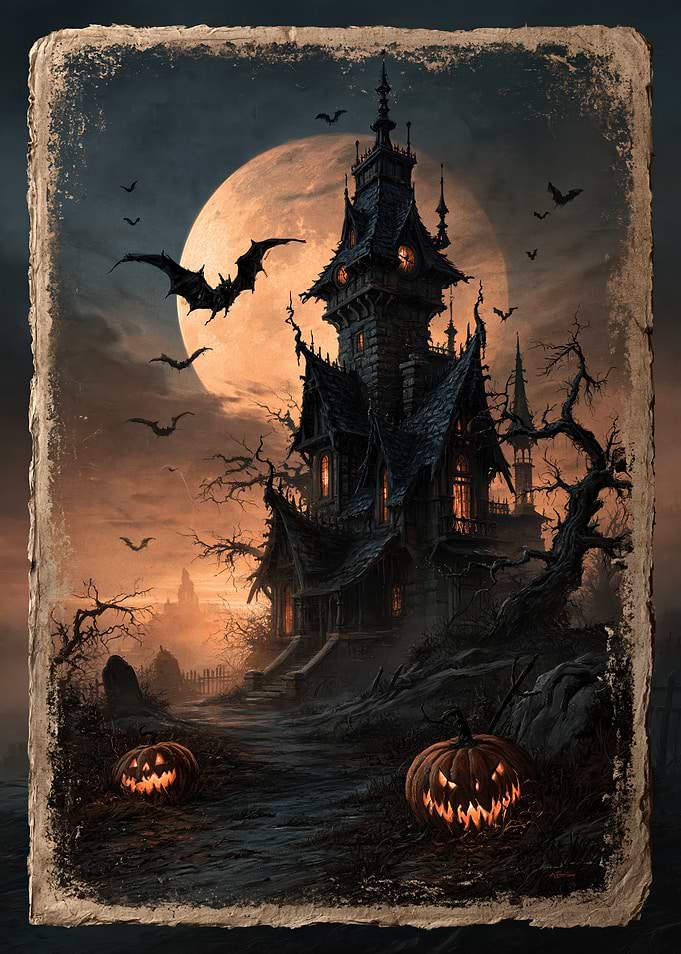 Spooky Haunted Mansion Halloween Scene