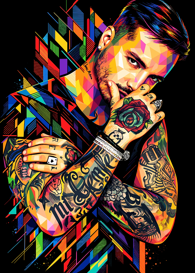 Colorful Geometric Portrait of J Balvin