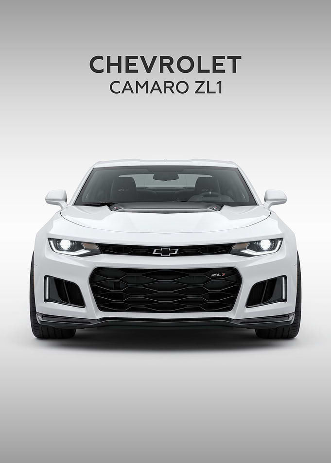 White Chevrolet Camaro ZL1 Front View