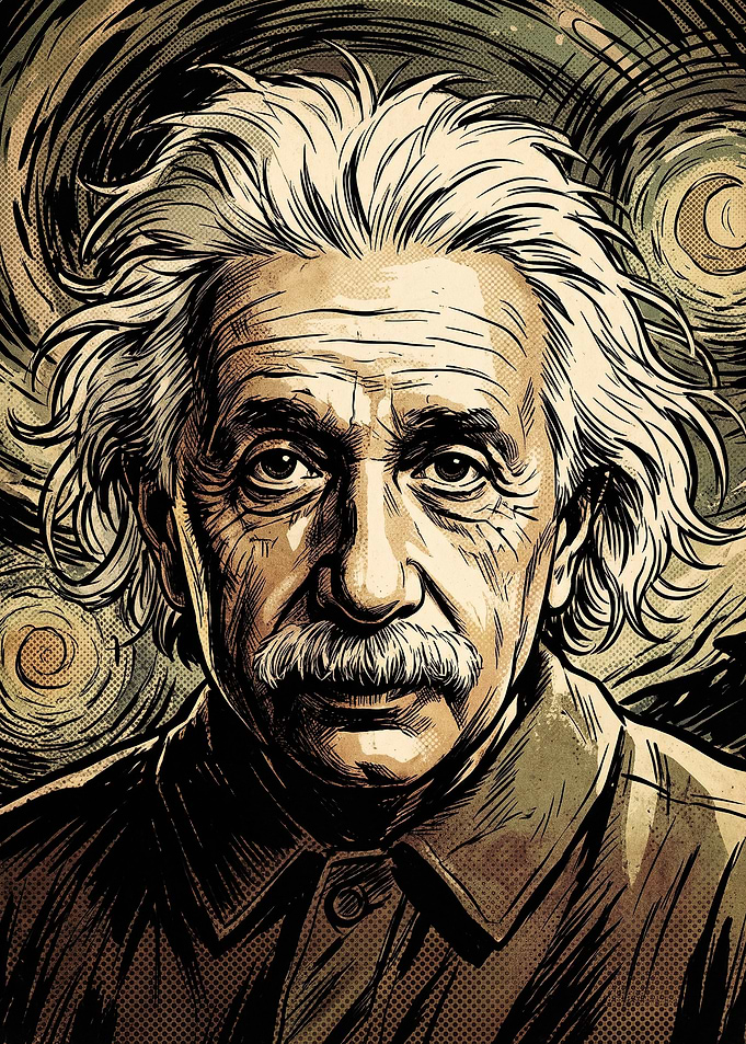 Albert Einstein Starry Night Portrait
