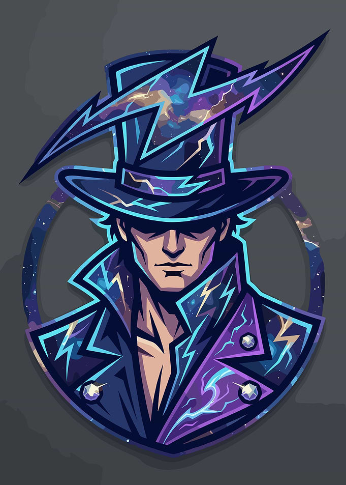 Cosmic Lightning Magician Mascot Logo