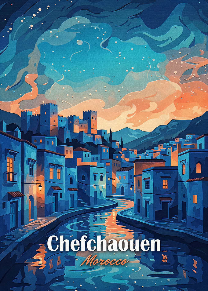 Chefchaouen Morocco Travel Poster