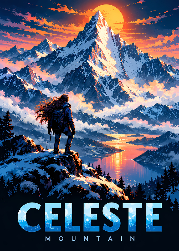 Celeste Mountain Adventure Poster