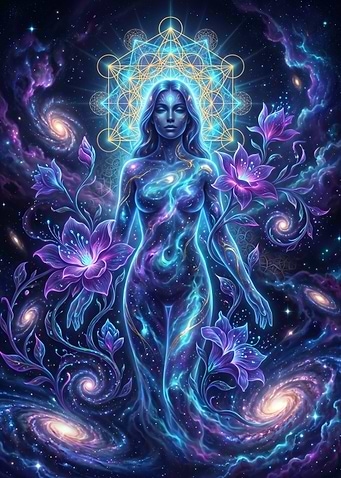 Cosmic Goddess with Sacred Geometry