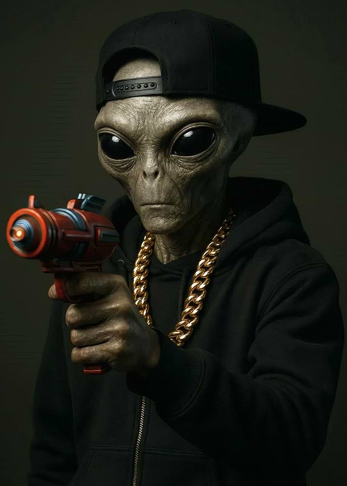 Alien Rapper with Ray Gun