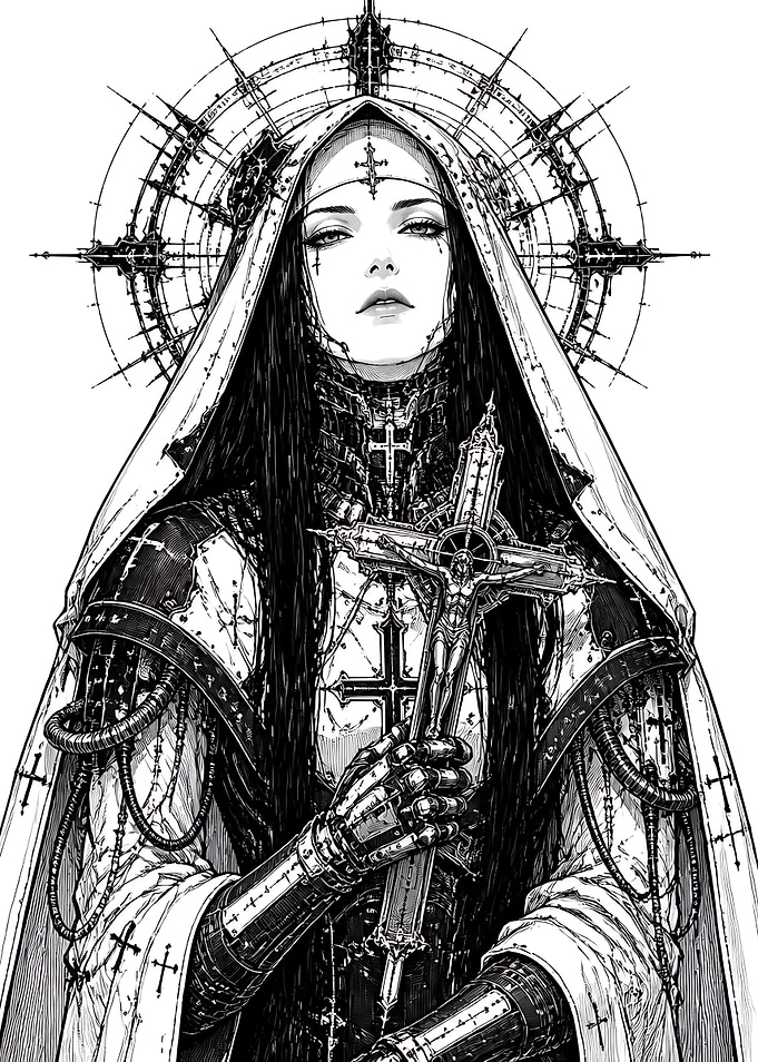 Cybernetic Nun with Crucifix