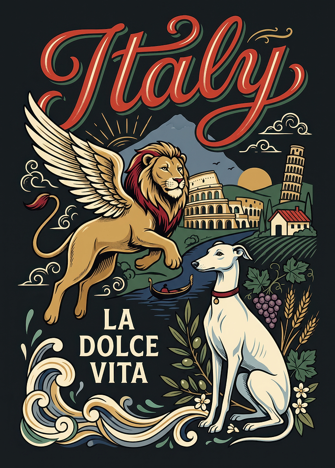 Vintage Italy Travel Poster Illustration