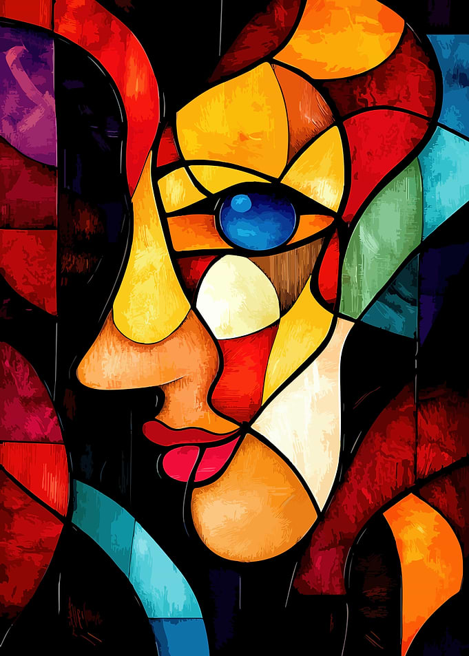 Abstract Stained Glass Portrait