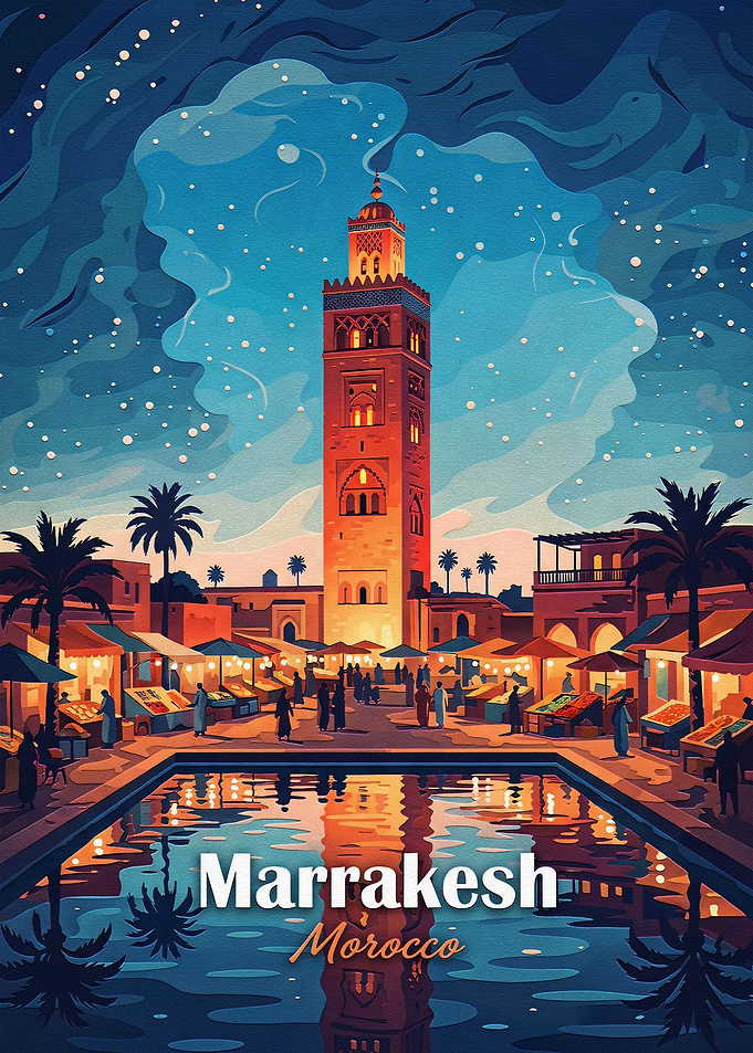 Marrakesh Morocco Travel Poster