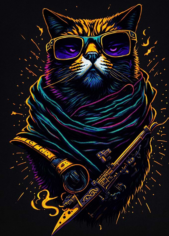 Cool Cat with Sunglasses and Scarf