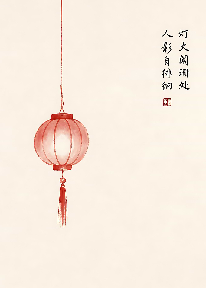 Minimalist Chinese Red Lantern Illustration