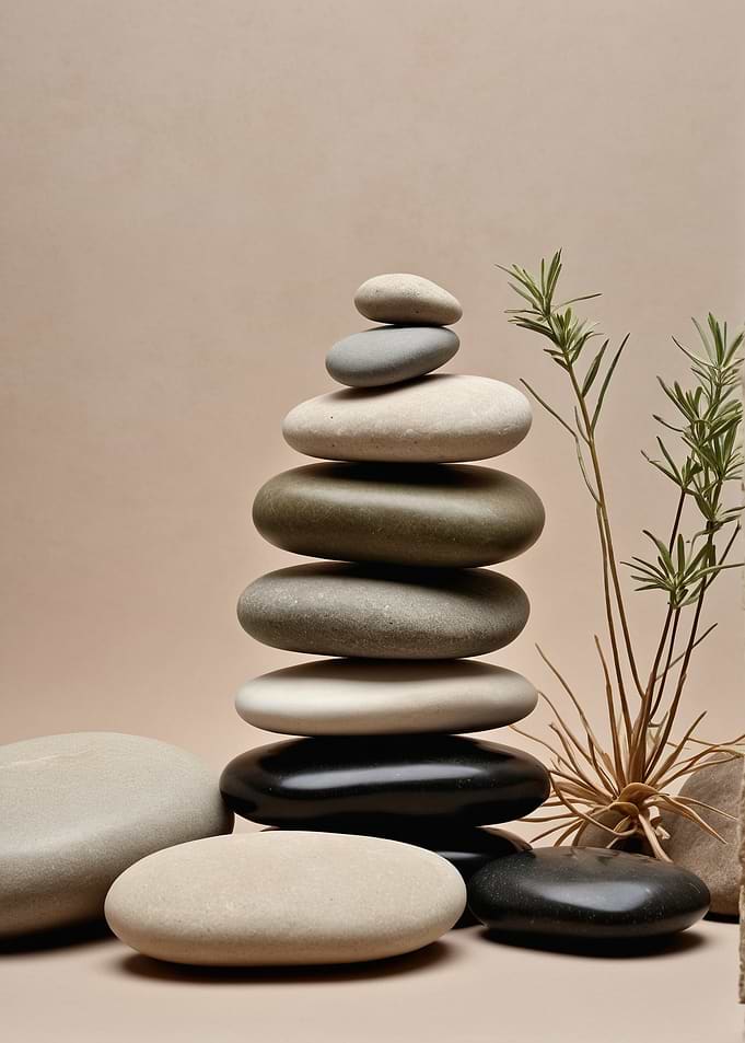 Zen Stone Stack with Plant