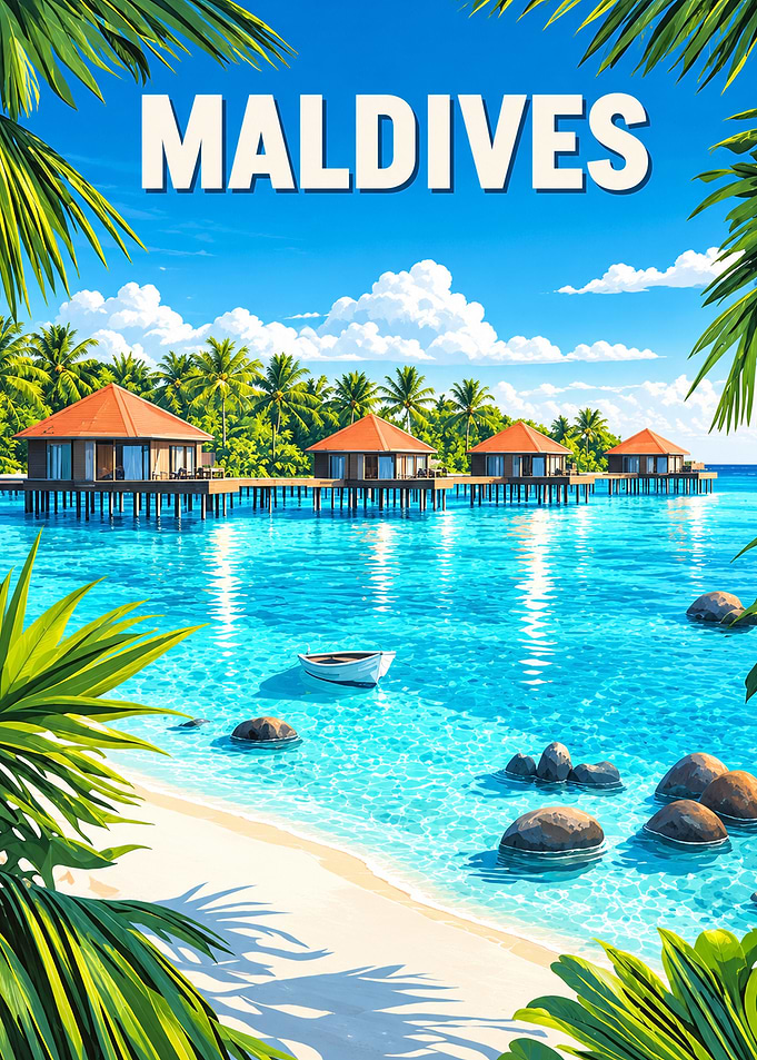 Maldives Tropical Paradise Travel Poster