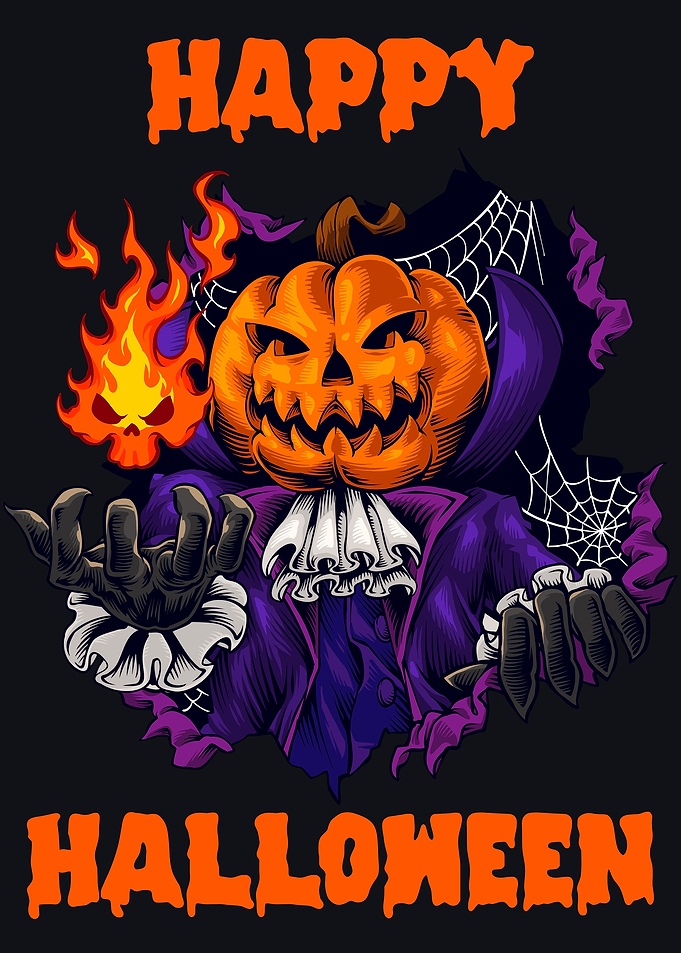 Happy Halloween Pumpkin Vampire Illustration