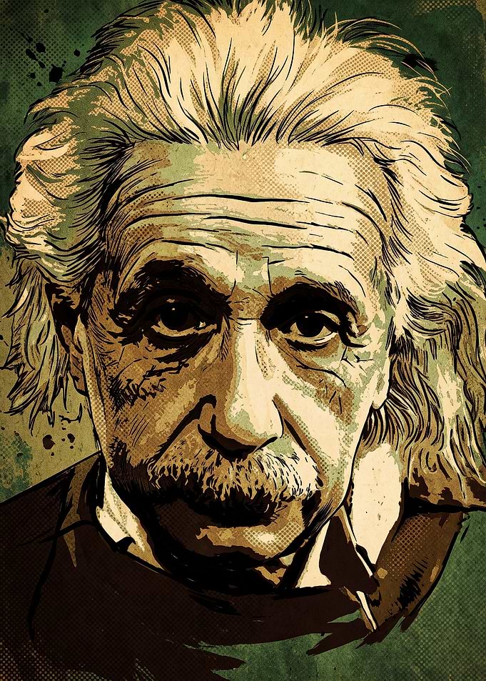 Albert Einstein Vintage Portrait Art