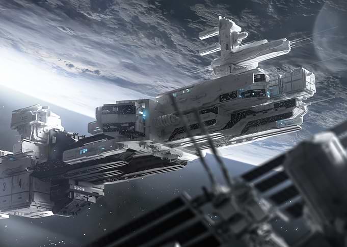 Massive Sci-Fi Spaceship in Orbit
