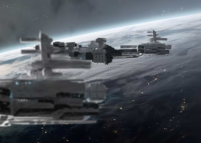 Spaceships Orbiting Earth