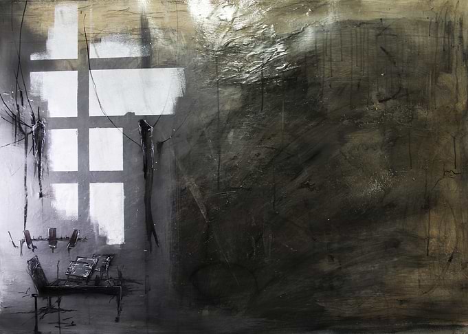 Abstract Dark Interior Painting