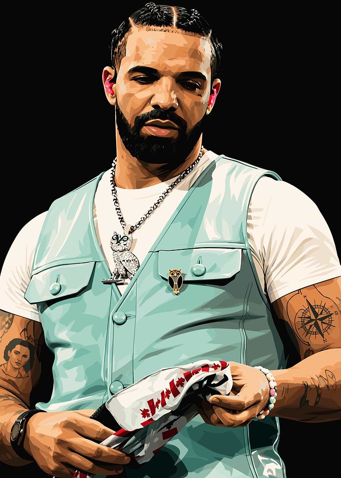 Drake Portrait Vector Art Illustration