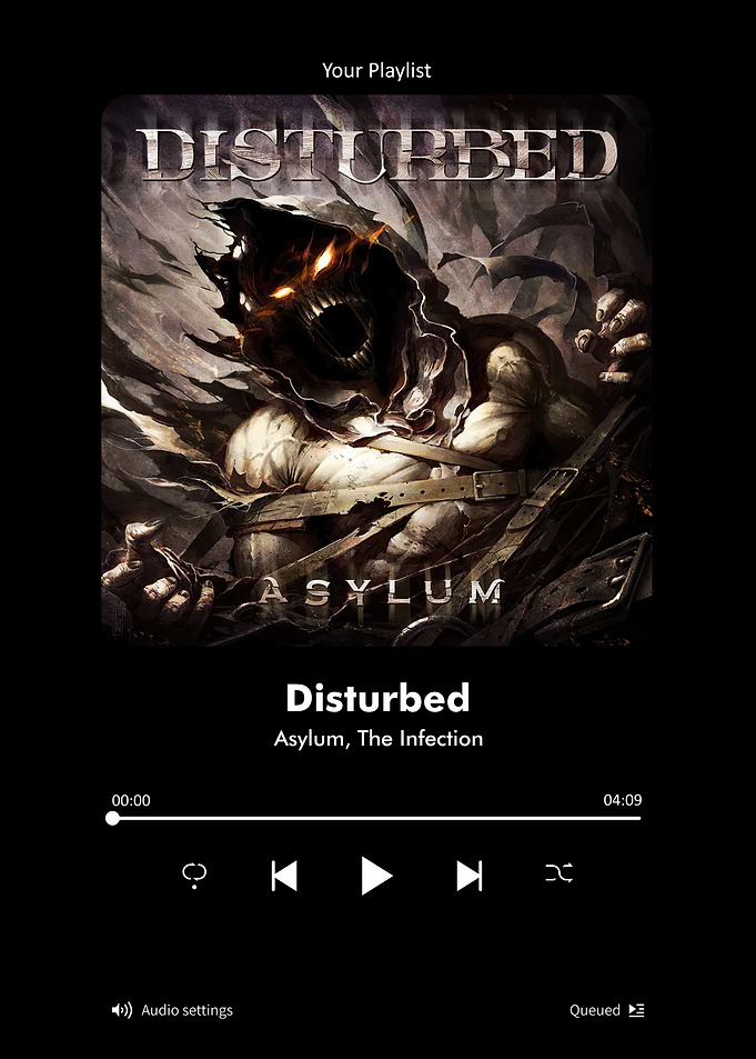Disturbed Asylum Album Music Player Interface