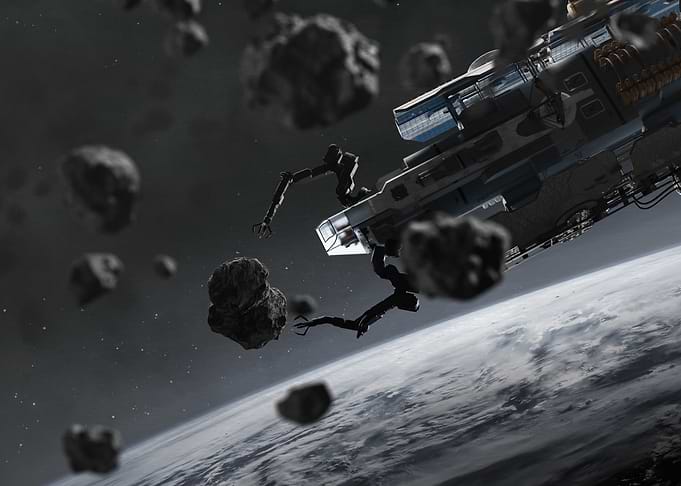 Spacecraft Mining Asteroids Near Earth