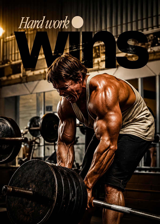 Hard Work Wins Bodybuilding Poster