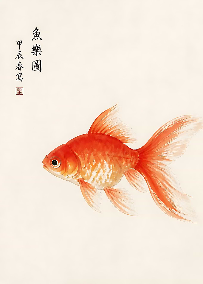 Traditional Chinese Ink Painting Goldfish