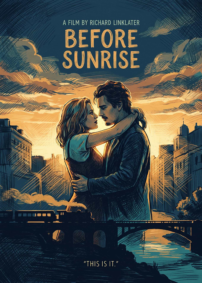 Before Sunrise Romantic Drama Retro Art
