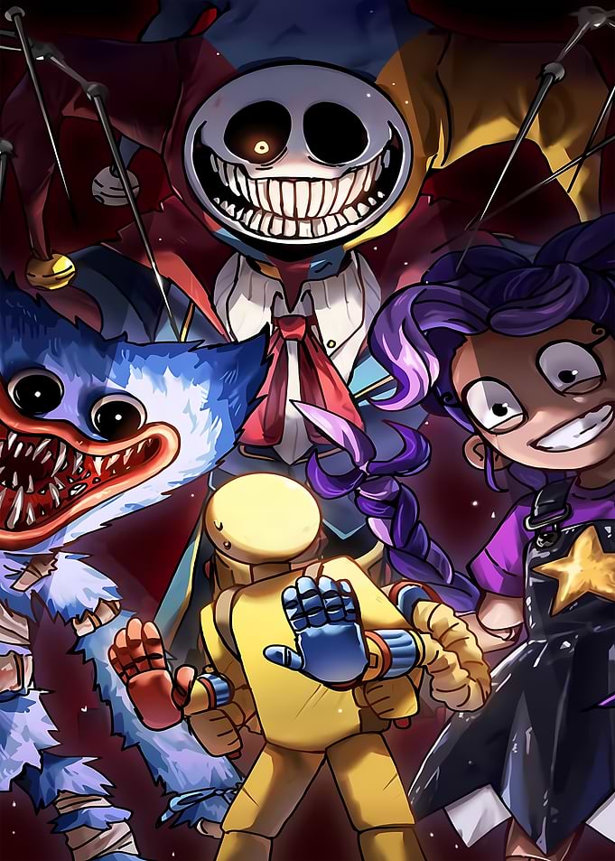 Indie Horror Game Character Crossover Art