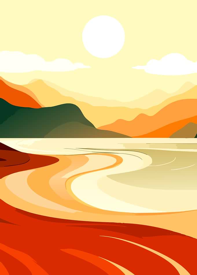 Minimalist Sunset Landscape Illustration
