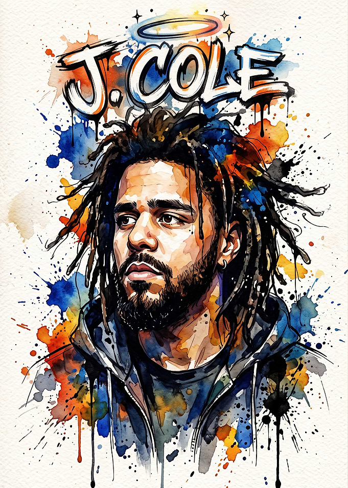 J. Cole Watercolor Portrait Art