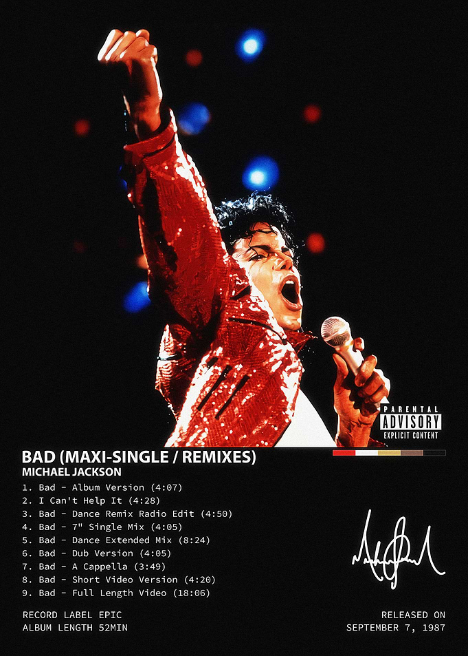 Michael Jackson Bad Maxi-Single Poster